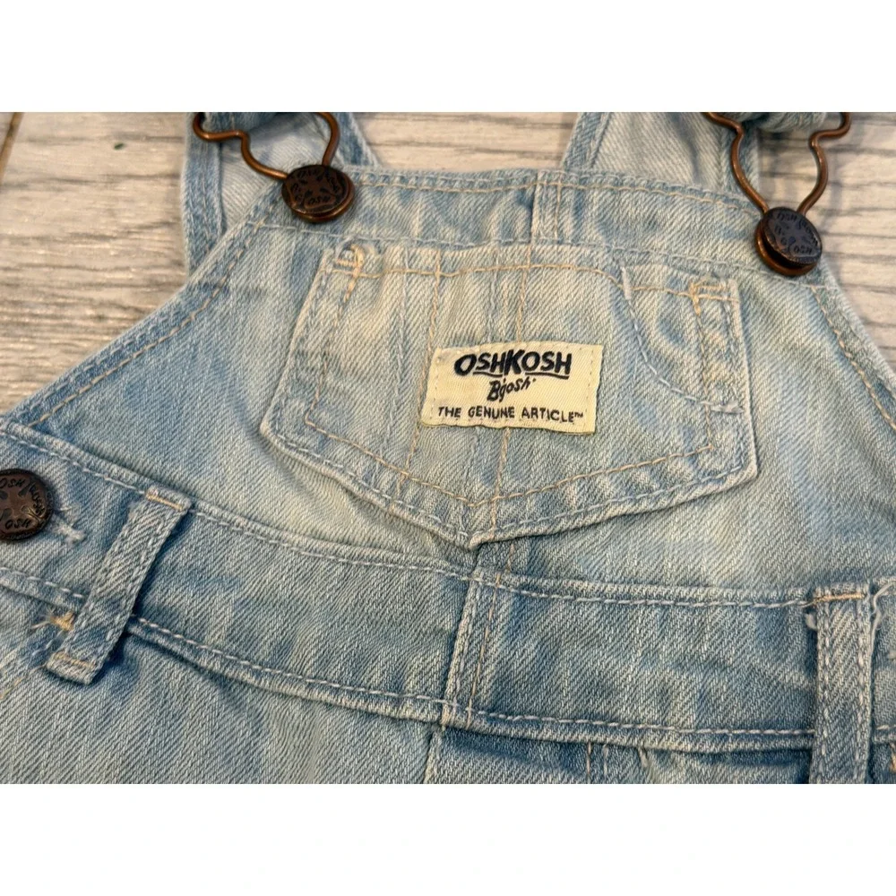 OshKosh B'gosh Baby Girls Denim Overalls Dress Ruffle Skirt 6 Months Bibs Jeans